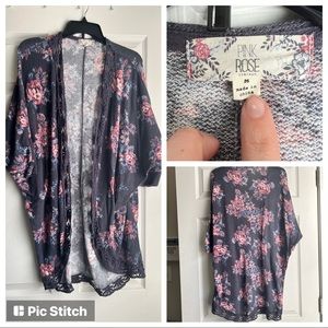 Pink Rose Floral Cardigan